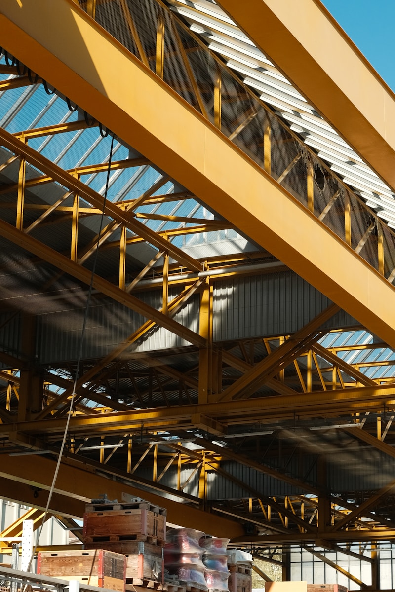 A large metal structure with a sky background